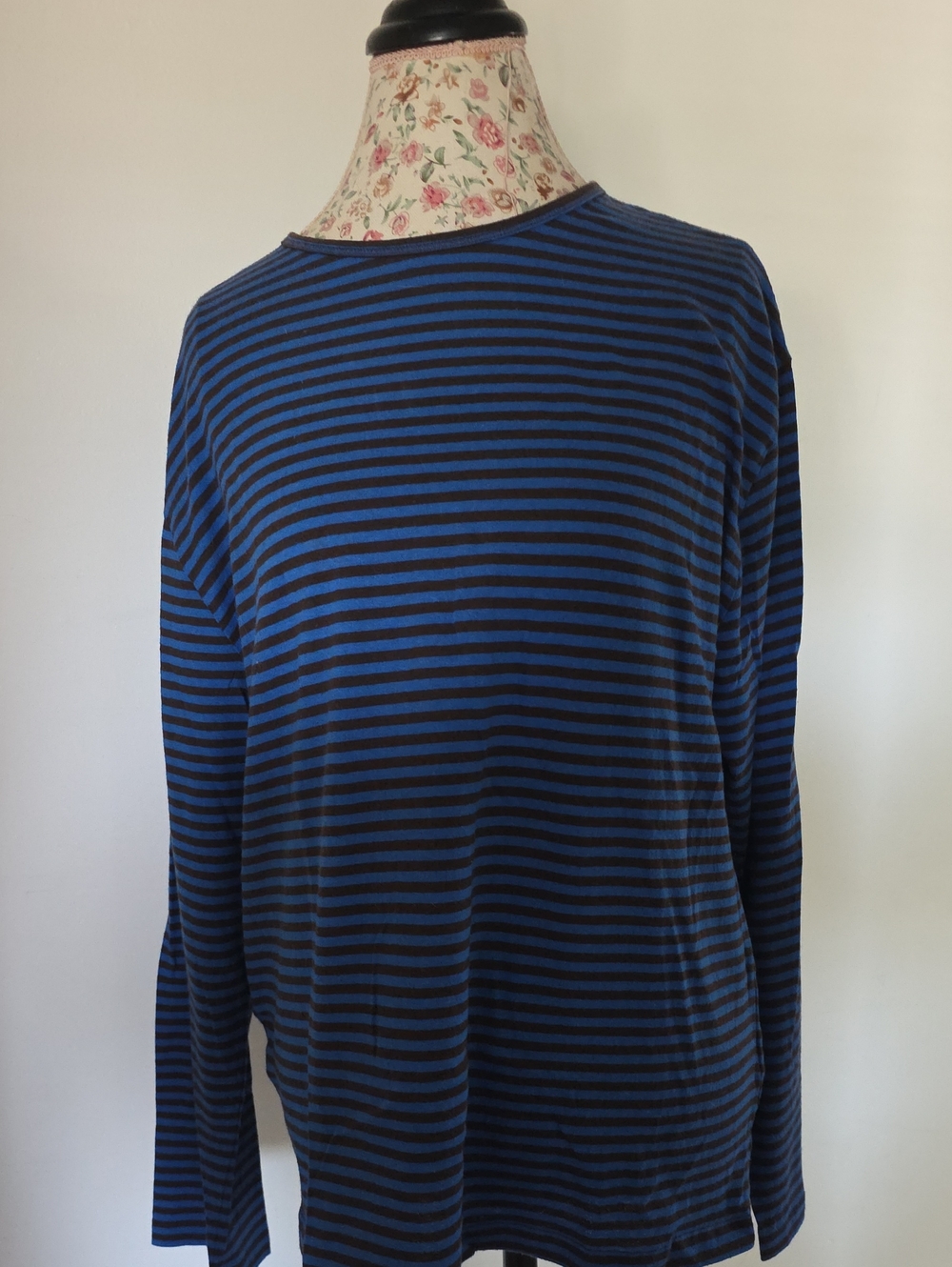 Zara Blue and Black Striped Long Sleeve Top